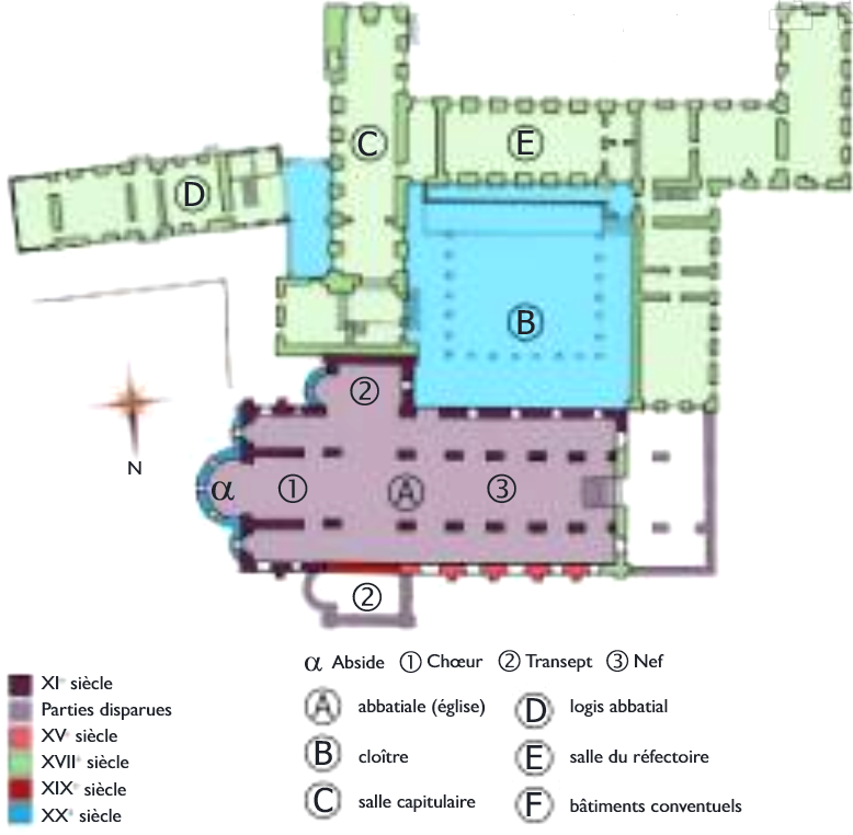 Plan de l'ancienne abbaye Notre-Dame de Bernay