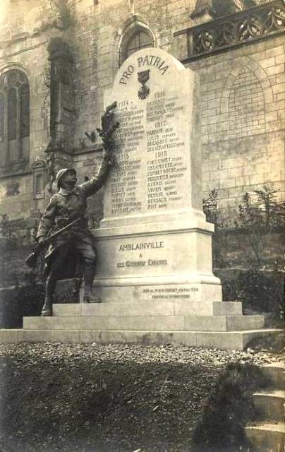 Amblainville oise cpa monument aux morts