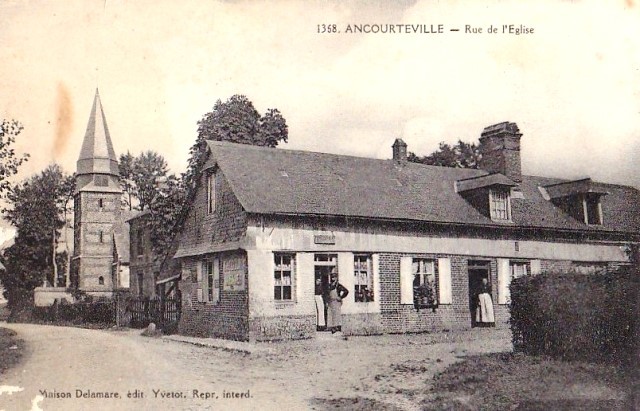 Ancourteville seine maritime eglise mairie et epicerie cpa