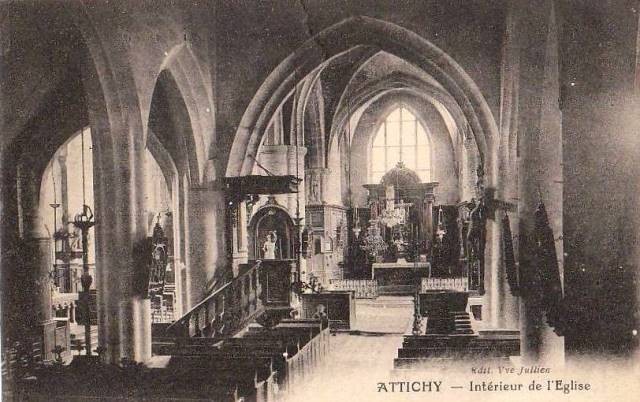 Attichy oise cpa eglise saint medard interieur