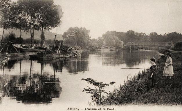 Attichy oise cpa pont sur l aisne