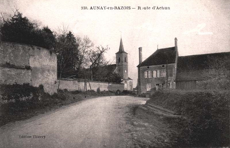 Aunay-en-Bazois (Nièvre) La route d'Achun CPA