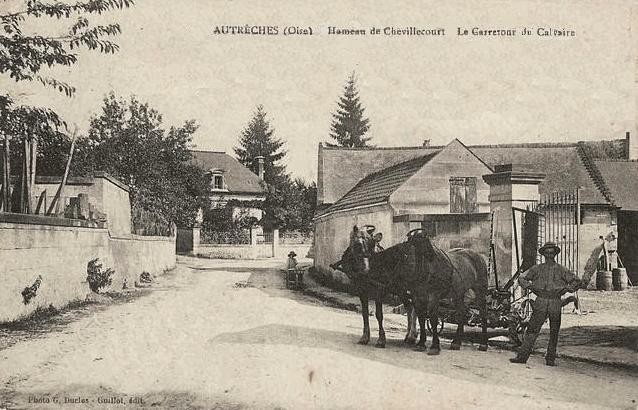 Autreches oise cpa chevillecourt place du calvaire