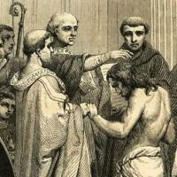 Baptème de Clovis, gravure du XIXe