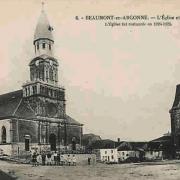 Beaumont-en-Argonne (08) Eglise Saint-Jean Baptiste et mairie CPA