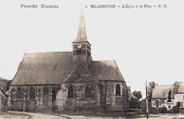 Beaurevoir aisne cpa eglise et place jeanne d arc