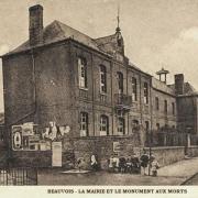 Beauvois en cambresis 59 la mairie et le monument aux morts cpa