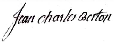 Berton Jean Charles (1731/1810), sa signature en 1766