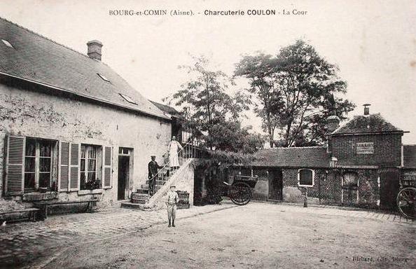 Bourg-et-Comin (Aisne) CPA Charcuterie Coulon la cour