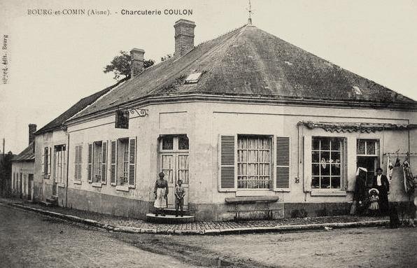 Bourg-et-Comin (Aisne) CPA Charcuterie Coulon