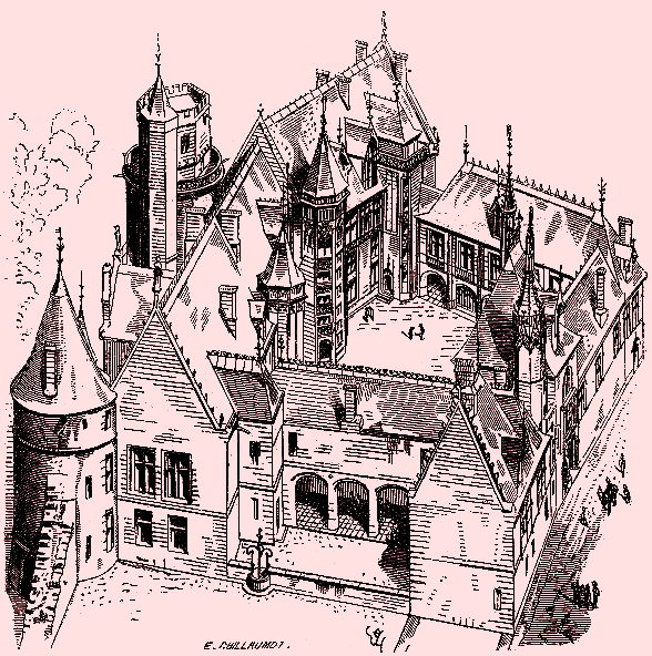 Bourges (18) Le Palais Jacques Coeur, gravure 1890