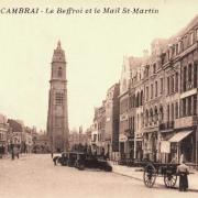 Cambrai 59 le beffroi et le mail saint martin cpa