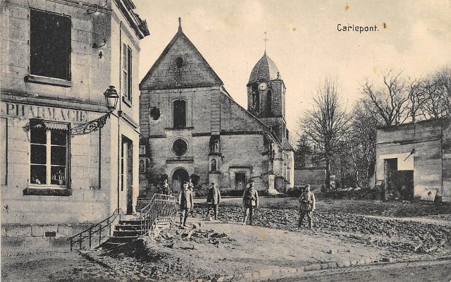 Carlepont oise cpa l eglise saint eloi apres 1914 1918