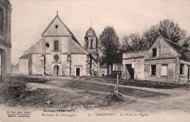 Carlepont oise cpa l eglise saint eloi apres 1914 1918