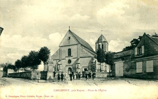 Carlepont oise cpa l eglise saint eloi et la place avant 1914