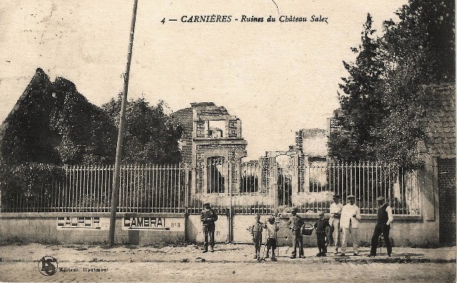 Carnieres 59 le chateau salez en ruines cpa