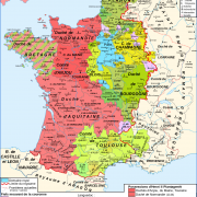 Carte du domaine thibaudien (en jaune) en 1180