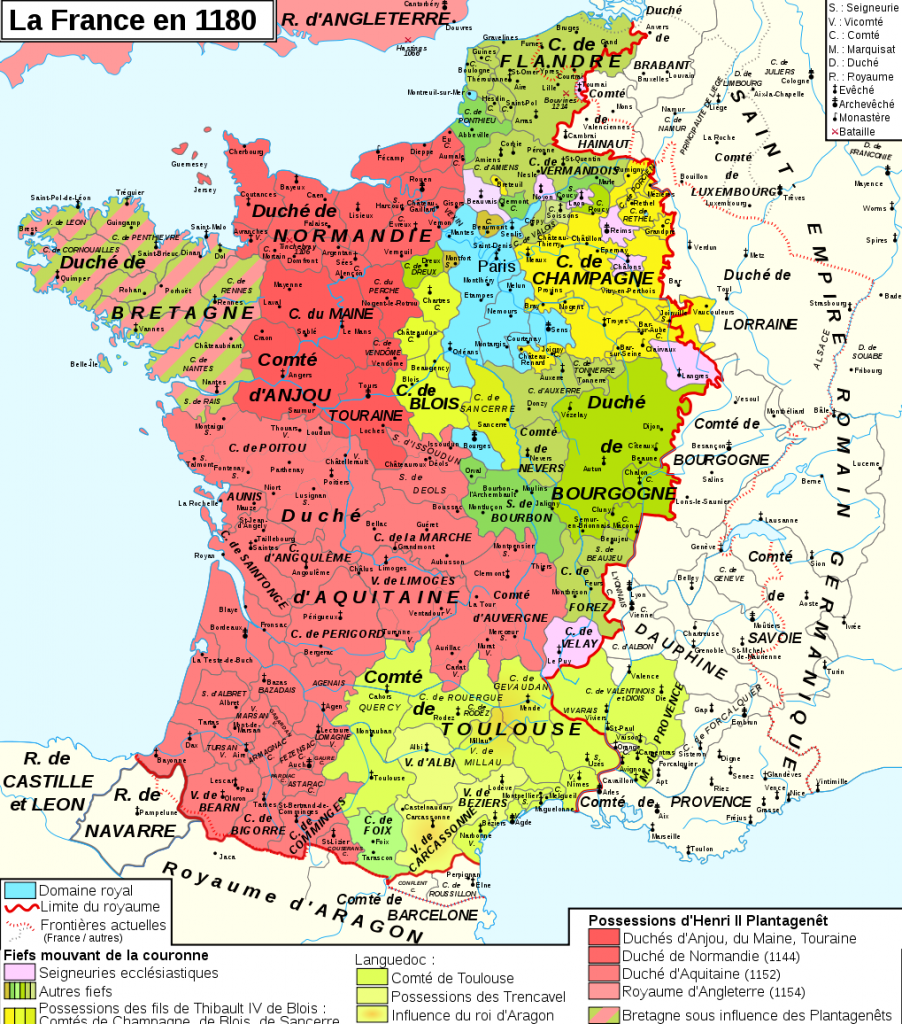 Le royaume des Capétiens en 1180