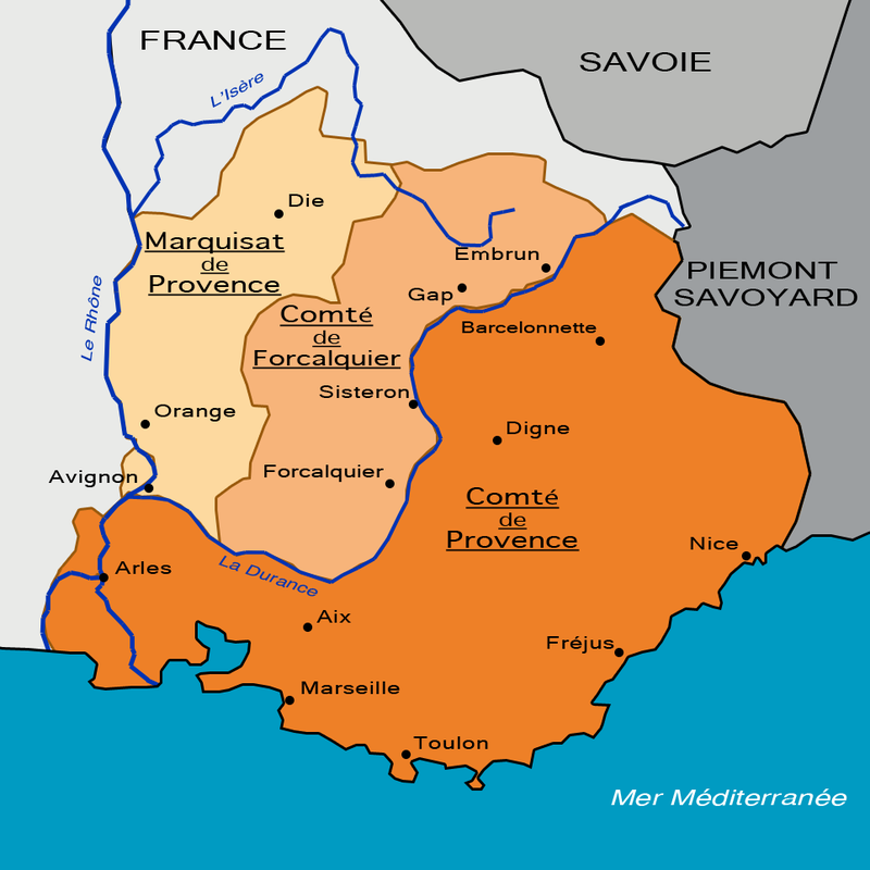 La carte du partage de la Provence en 1125