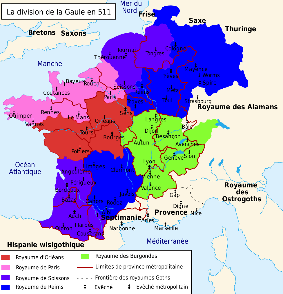 Le Royaume des Francs en 511