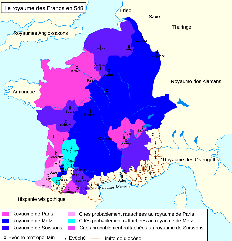 Le Royaume des Francs en 548