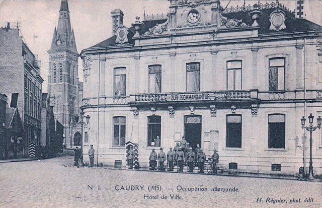 Caudry 59 la mairie kommandantur cpa