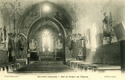 Intérieur de l'église, cpa