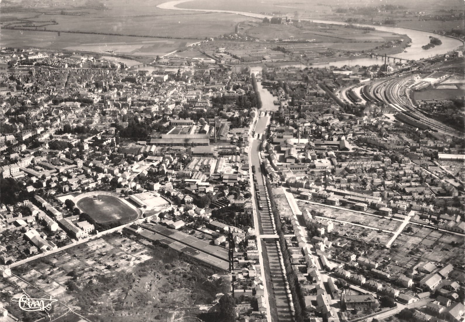 Chalon-sur-Saône (71) Vue aérienne CPA