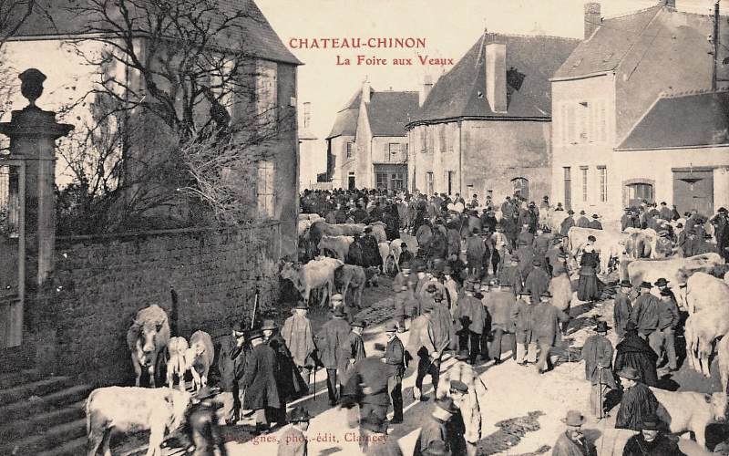 Château-Chinon (Nièvre) La foire aux veaux CPA