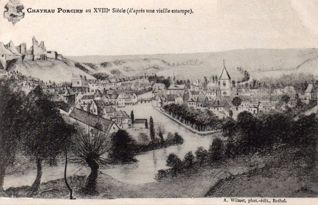 Château-Porcien (08) Gravure du XVIIIème siècle CPA