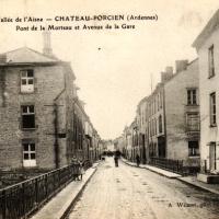 Château-Porcien (08) Pont et avenue de la Gare CPA