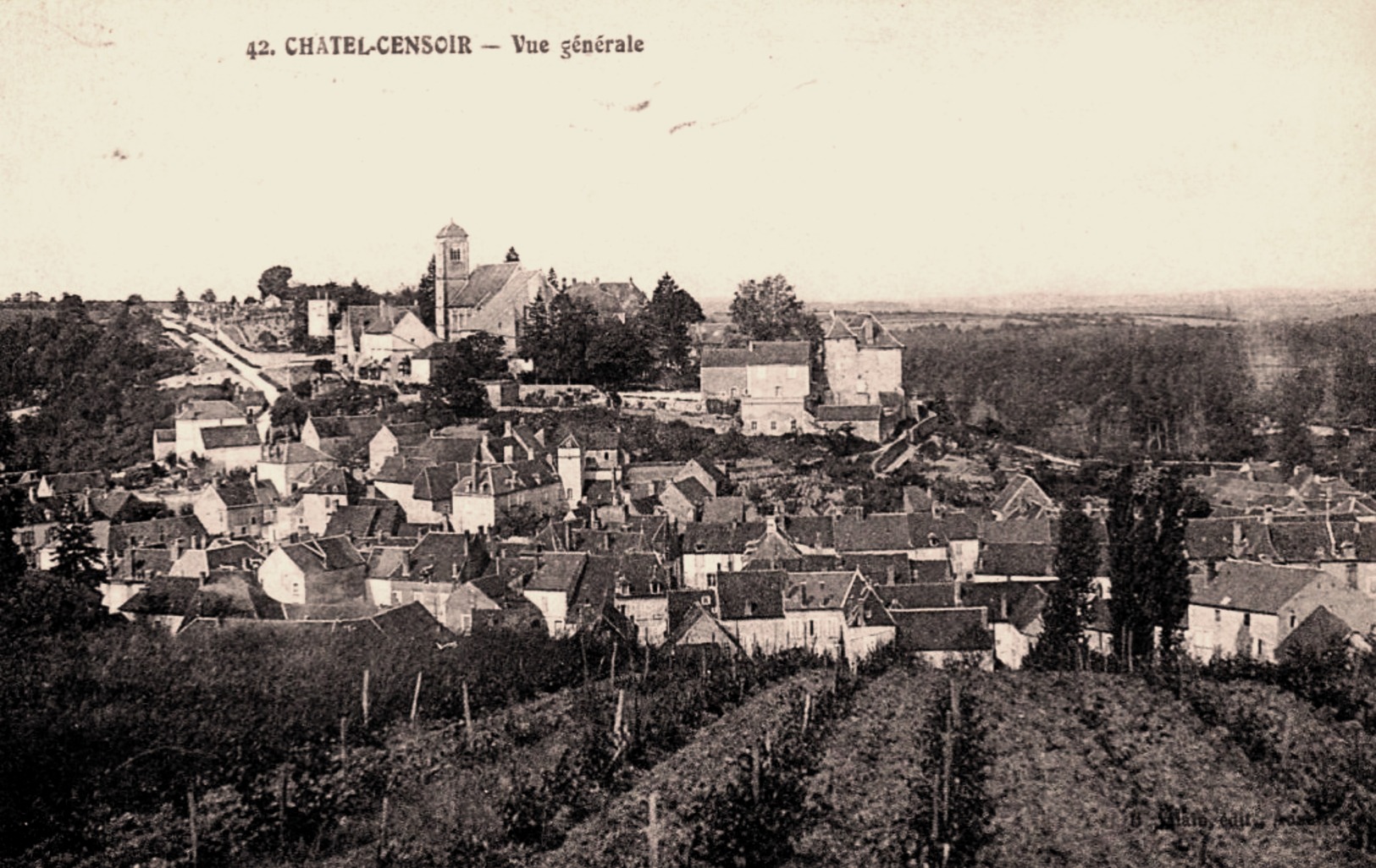 Châtel-Censoir (89) Vue générale CPA