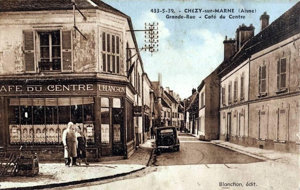 Chézy-sur-Marne (Aisne) CPA Café Blanchon