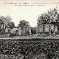 Choisy au bac 60 une ferme incendiee 1914-1918 cpa