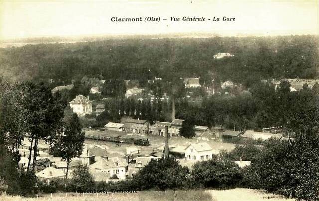 Clermont oise cpa la gare vue aerienne