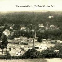Clermont oise cpa la gare vue aerienne
