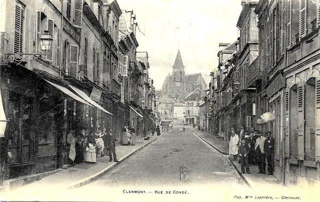 Clermont oise cpa la rue de conde en 1904