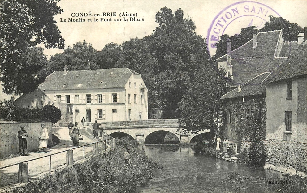 Condé-en-Brie (Aisne) CPA Moulin et pont sur la Dhuys