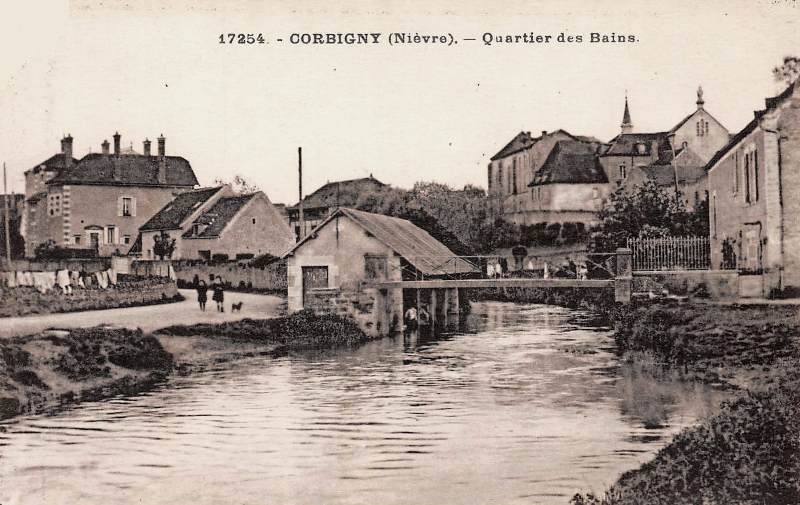 Corbigny (Nièvre) Le quartier des Bains CPA