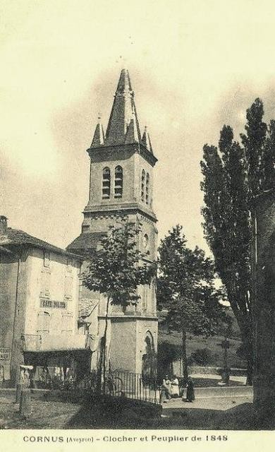 L' église et le peuplier de 1848 (cpa)