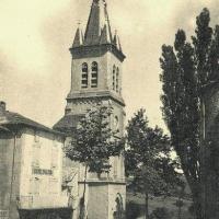 L' église et le peuplier de 1848 (cpa)