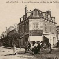 La rue du commerce et rue du 14 juillet CPA