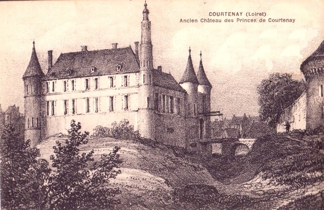 Courtenay (45) Château ancien, gravure CPA