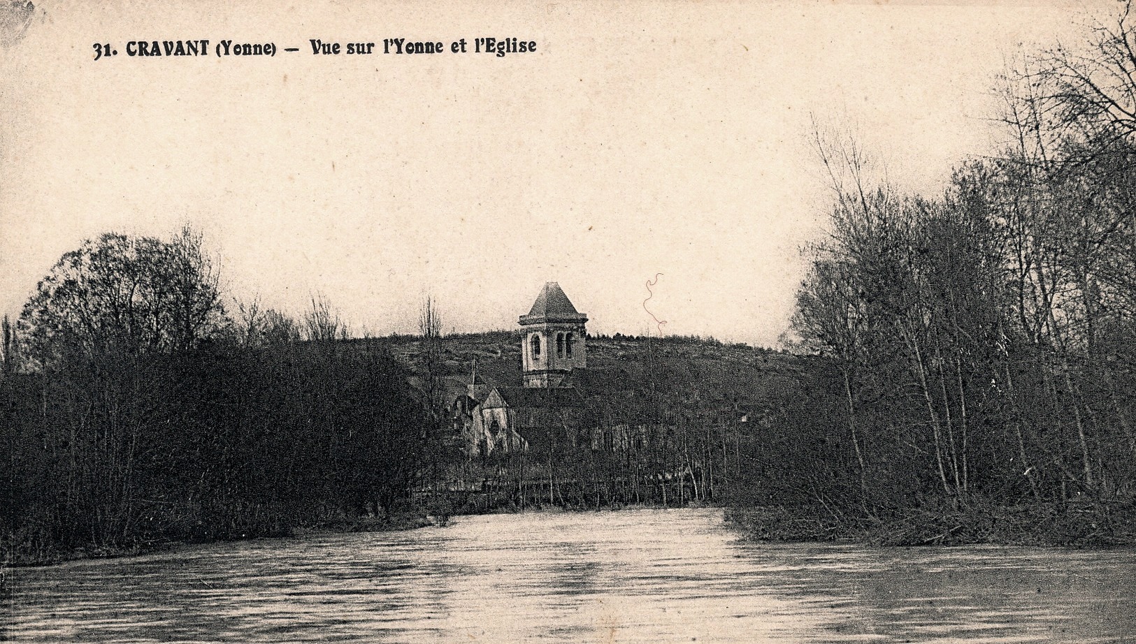 Cravant (89) L'église et l'Yonne CPA