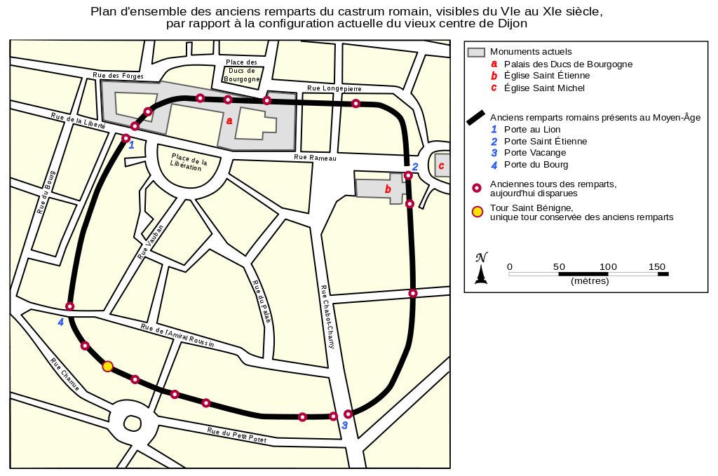 Dijon (Côte d'Or) Le plan du castrum