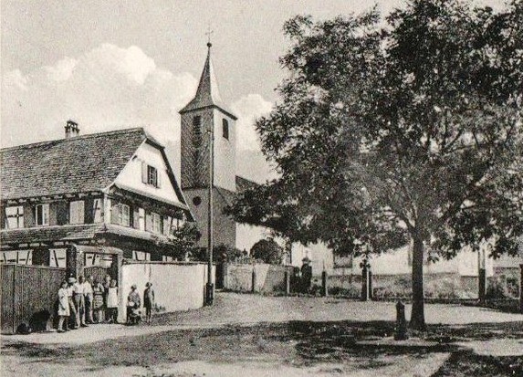 Dossenheim kochersberg 67 mairie et eglise cpa