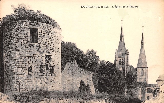 Dourdan essonne le chateau et l eglise cpa