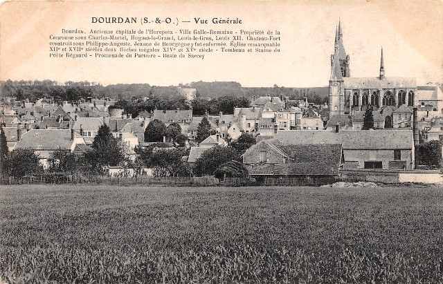 Dourdan essonne vue generale cpa