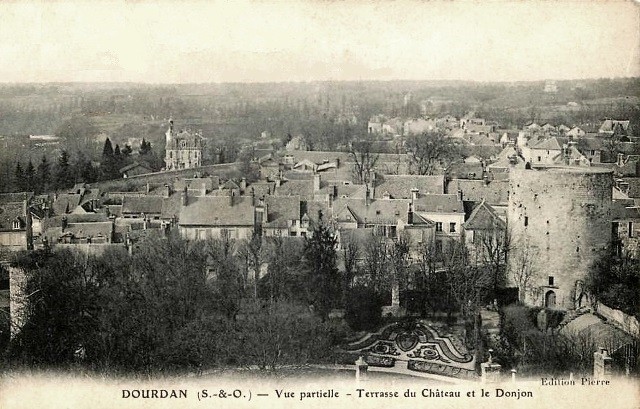 Dourdan essonne vue generale partielle cpa