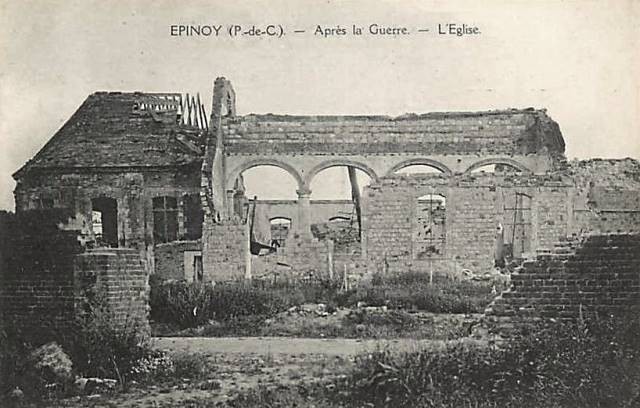 Epinoy pas de calais l eglise apres 1918 cpa